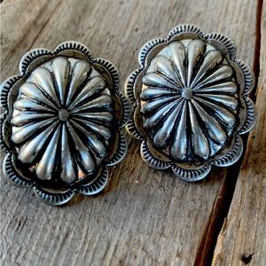 Large cabochon western earrings
